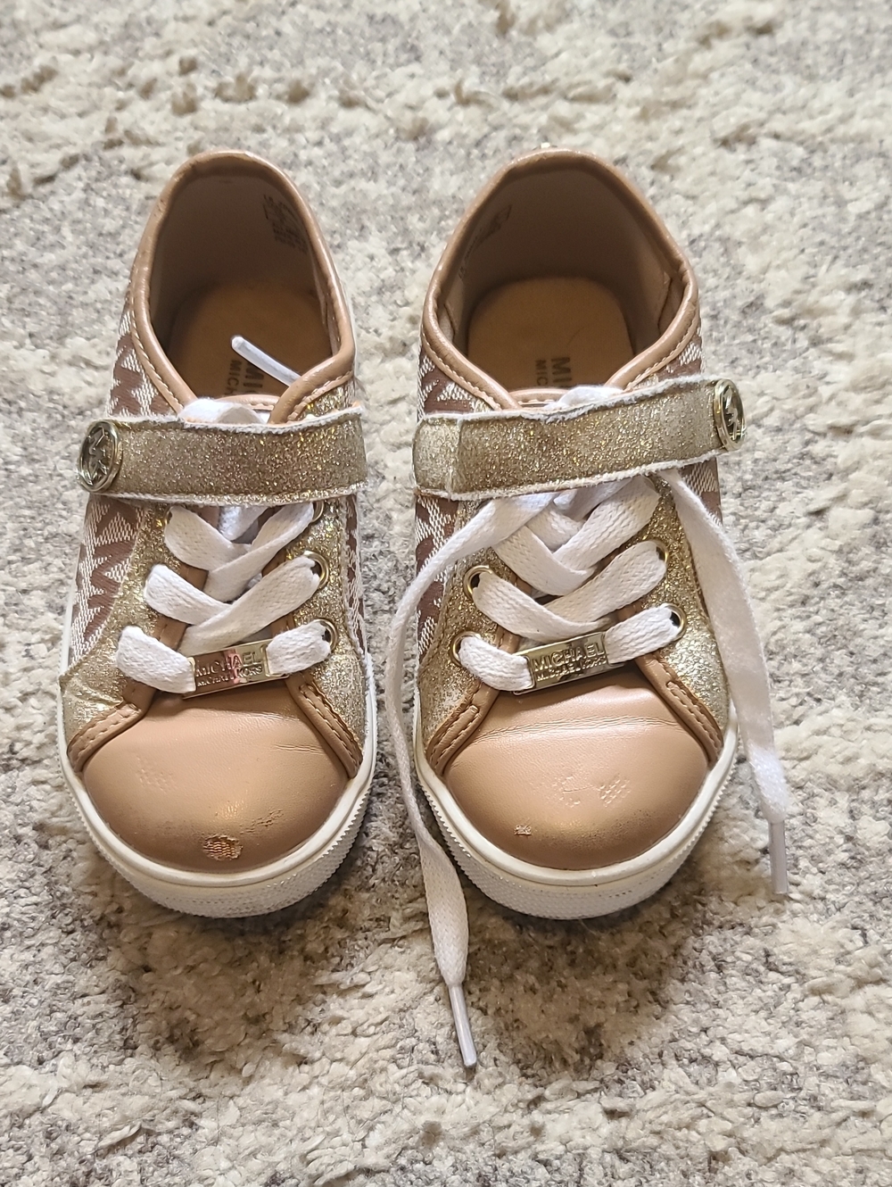 2 for $25 - Michael Kors Girls Toddler 8 Brown & Gold Sneakers